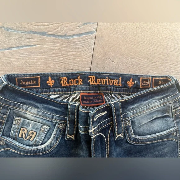 Rock Revival Dark Blue Jeans with Gold Accents - Picture 3 of 3
